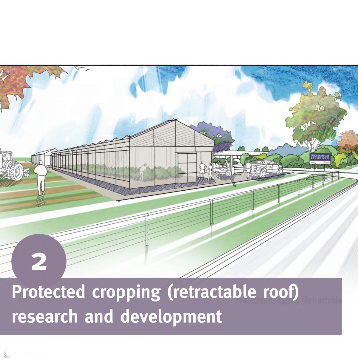 Retractable roof cropping research and development centre