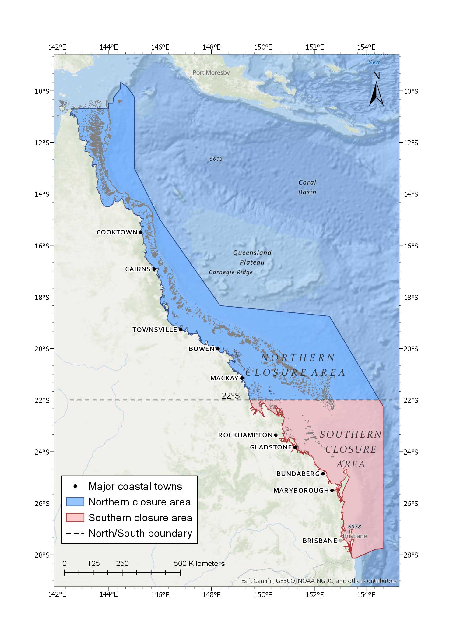 East coast Spanish mackerel closure areas