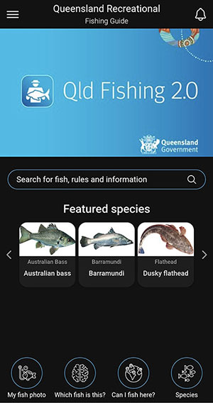 Qld Fishing 2.0 app home page image